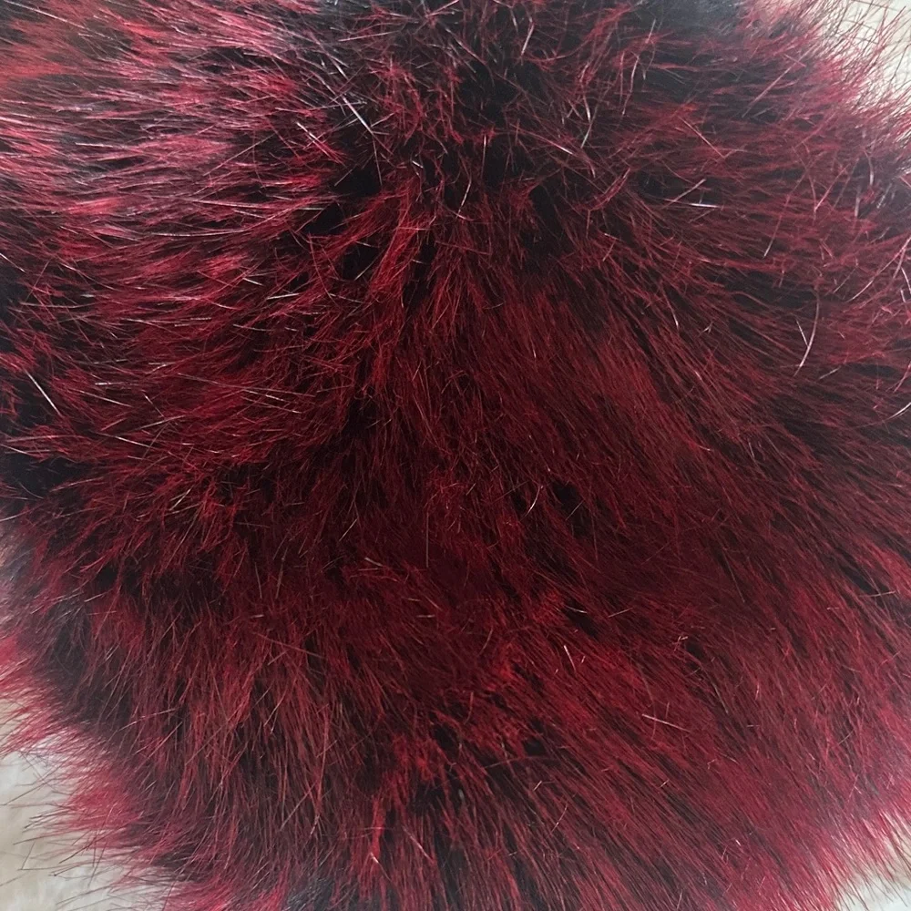 LOFT Burgundy, Blue & Black Faux Fur Scarf Size ~48L